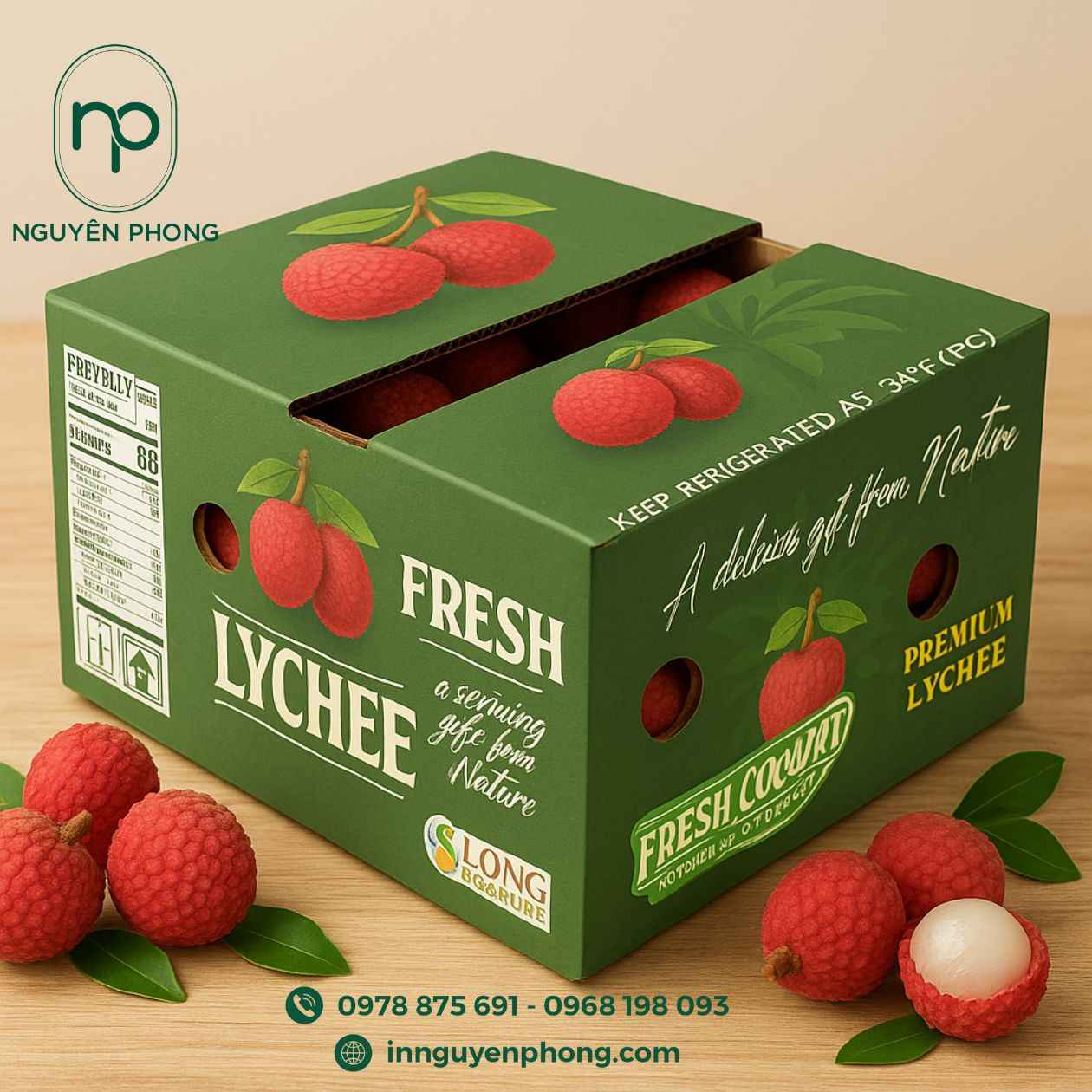 Mẫu thùng carton đựng vải thiều